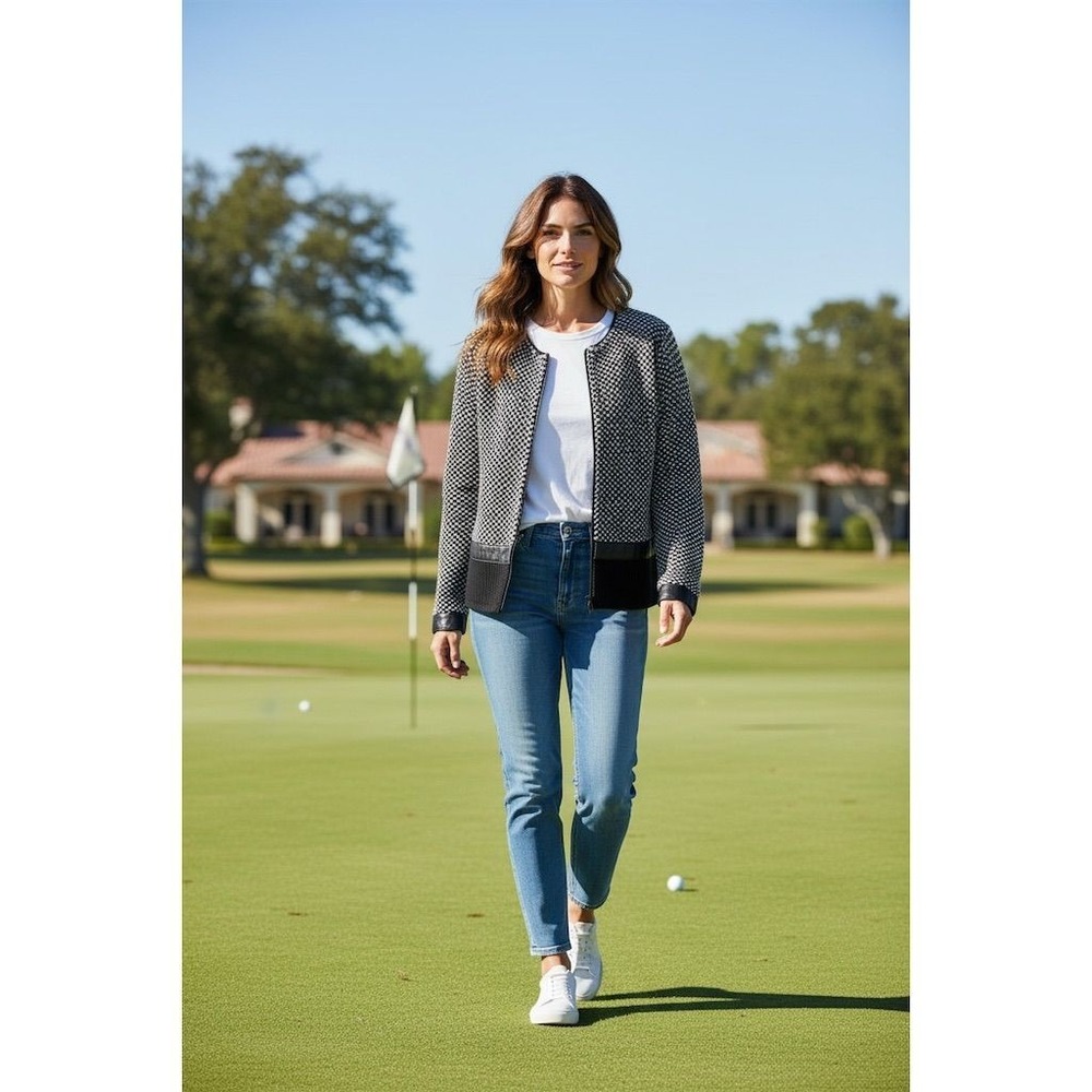 Peter Millar Women XS Black Geometric Merino Wool Cardigan Sweater luxe $279 NWT